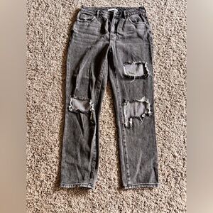 PacSun Mom Jeans - Charcoal Distressed - Size 27
